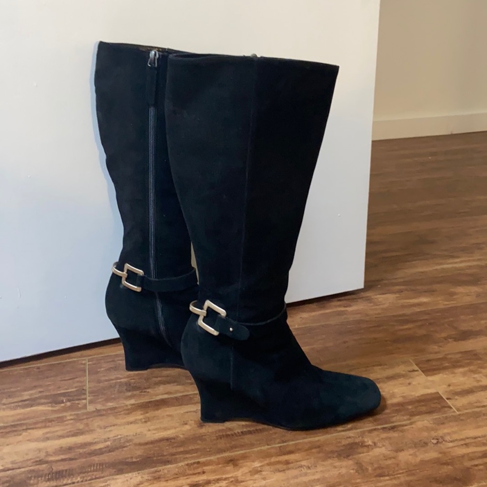 Hugo Boss Suede Wedge Zipup Boots
